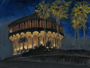 Avalon Casino at Night, oil on linen, 9" x 12"
