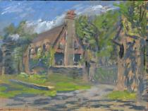 Jordan Pond Gathouse, oil on panel, 4.5" x 6"