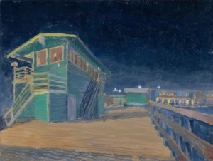 Cold Night on Avalon Pier, oil on linen, 9" x 12" Cold Night on Avalon Pier cropped